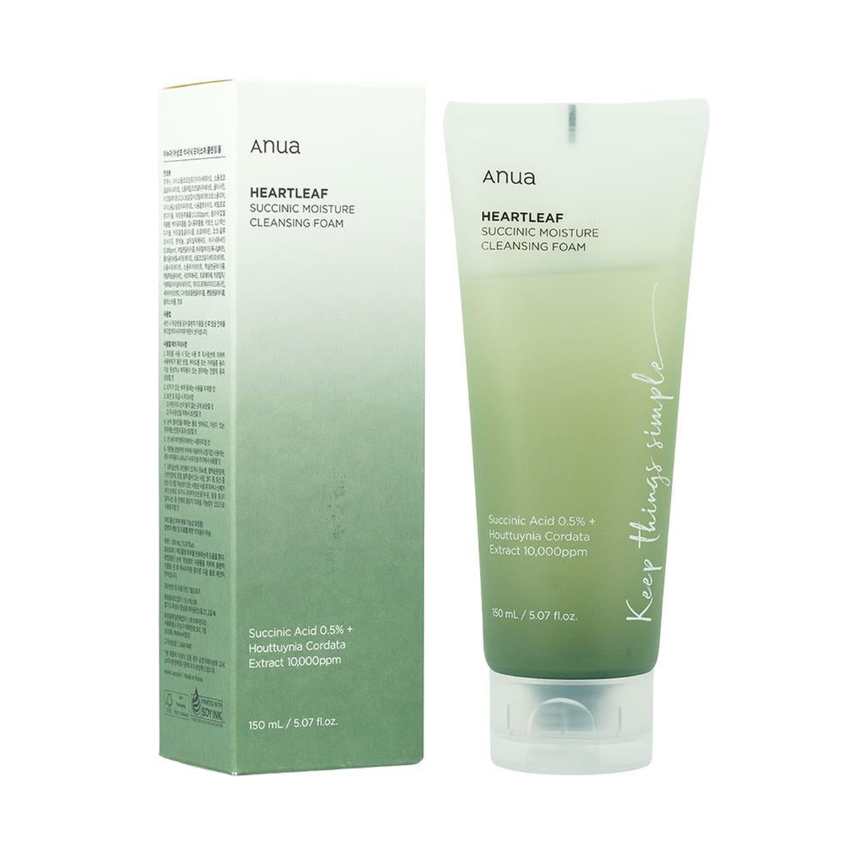 ANUA heartleaf succinic moisture cleansing foam 150ml - 4