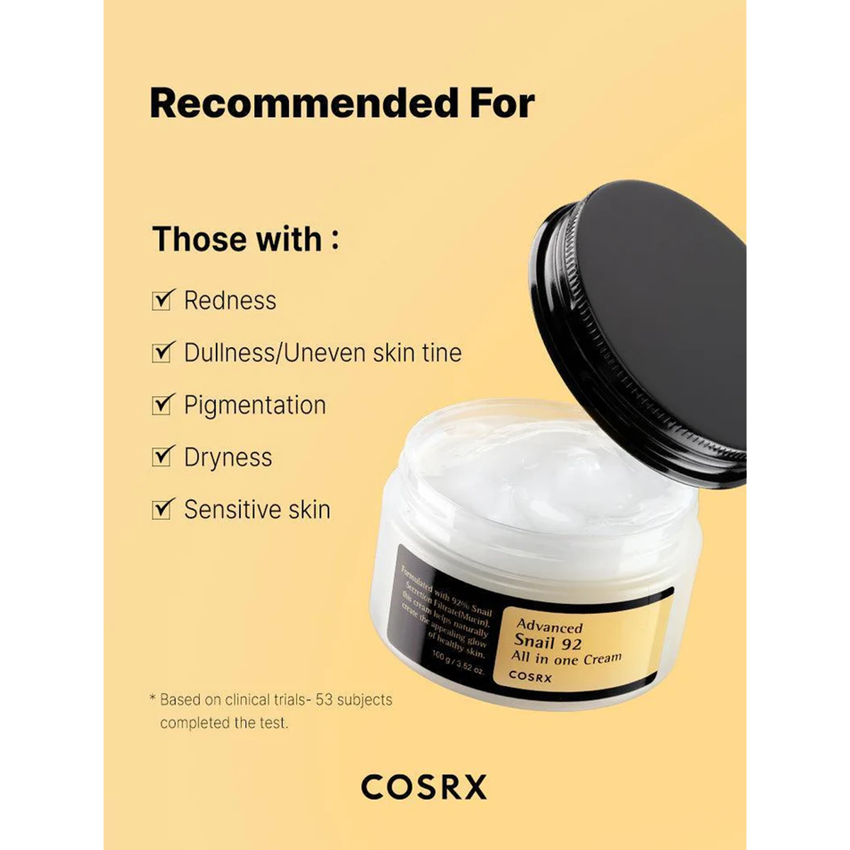 Moisturizer enriched with 92% of snail mucin to give skin nourishment - Recommended For