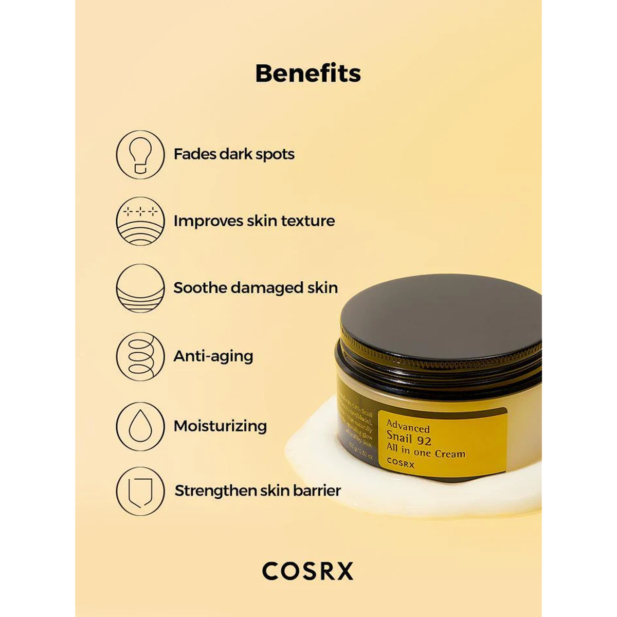 Moisturizer enriched with 92% of snail mucin to give skin nourishment - Benefits