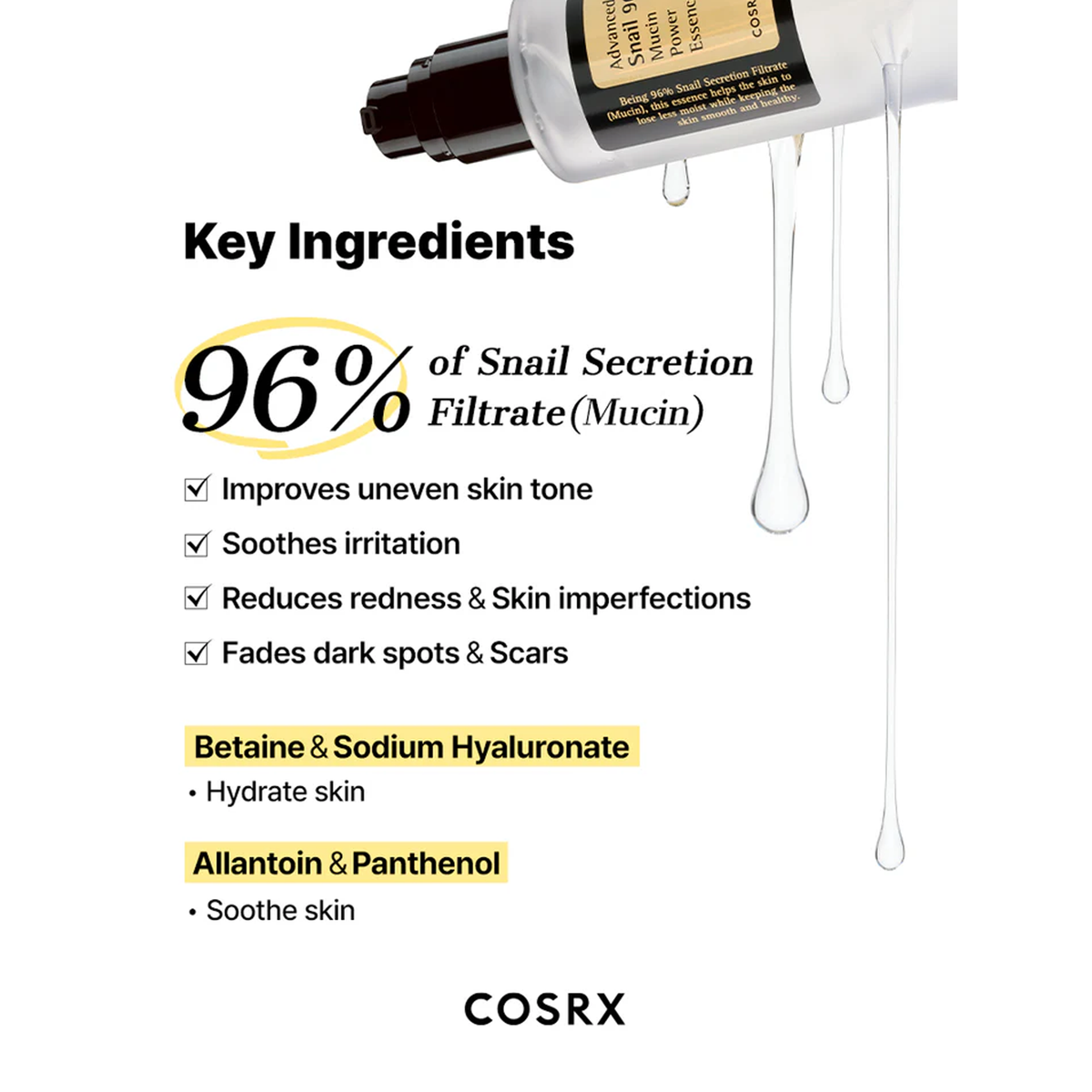 Advanced Snail 96 Mucin Power Essence - Key Ingredients 