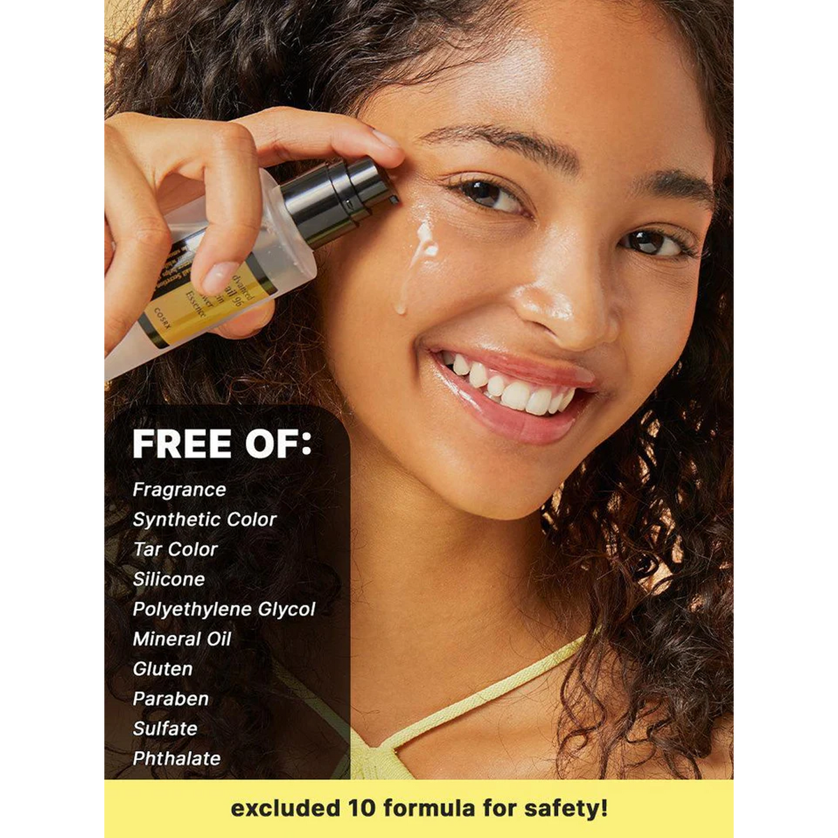 A woman holds a bottle of Advanced Snail 96 Mucin Power Essence, showcasing its skin-boosting snail secretion filtrate.