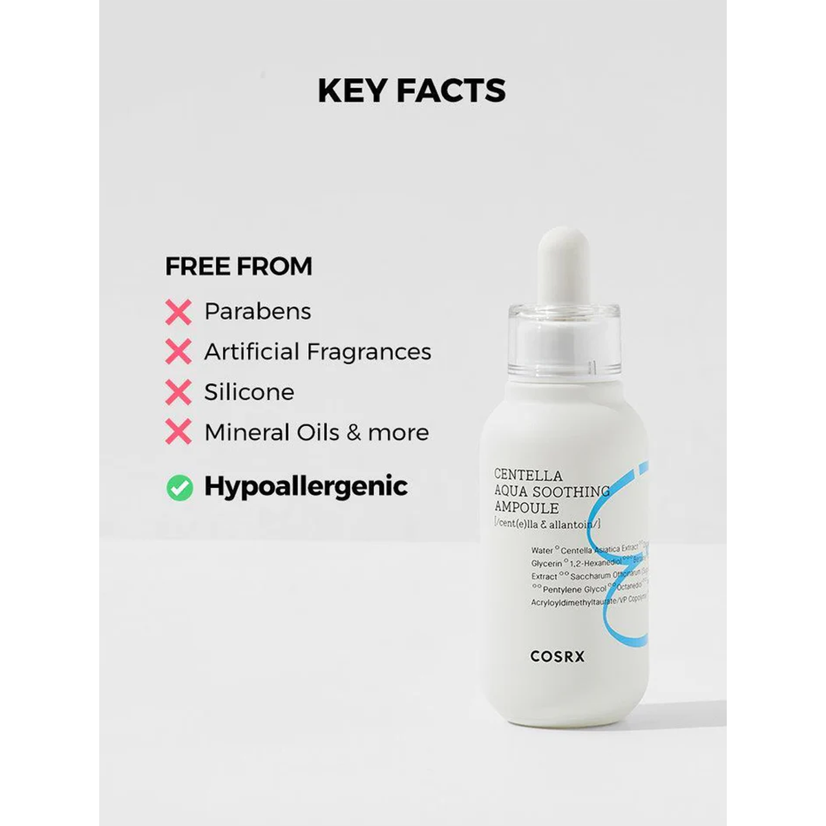 COSRX Hydrium Centella Aqua Soothing Ampoule - Key Facts
