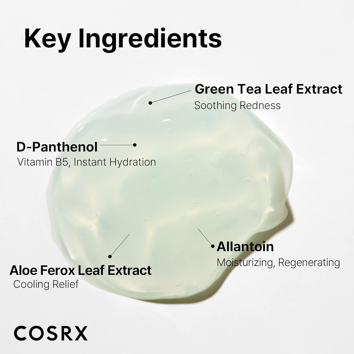 COSRX Hydrium Green Tea Aqua Soothing Gel Moisturizer - Key Ingredients