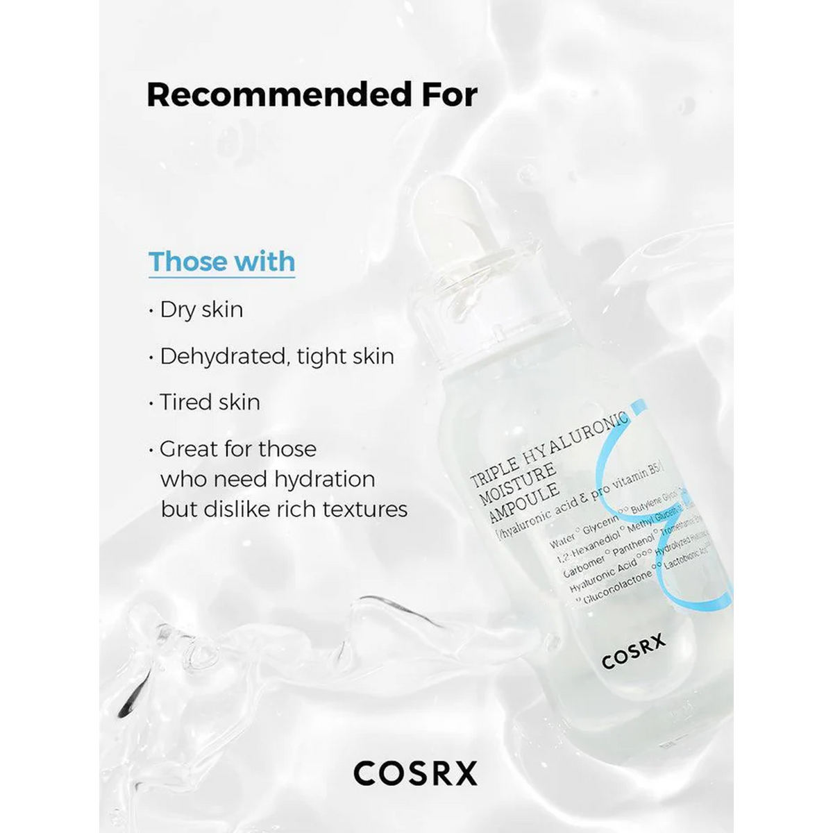 COSRX Hydrium Triple Hyaluronic Moisture Ampoule - Recommended For