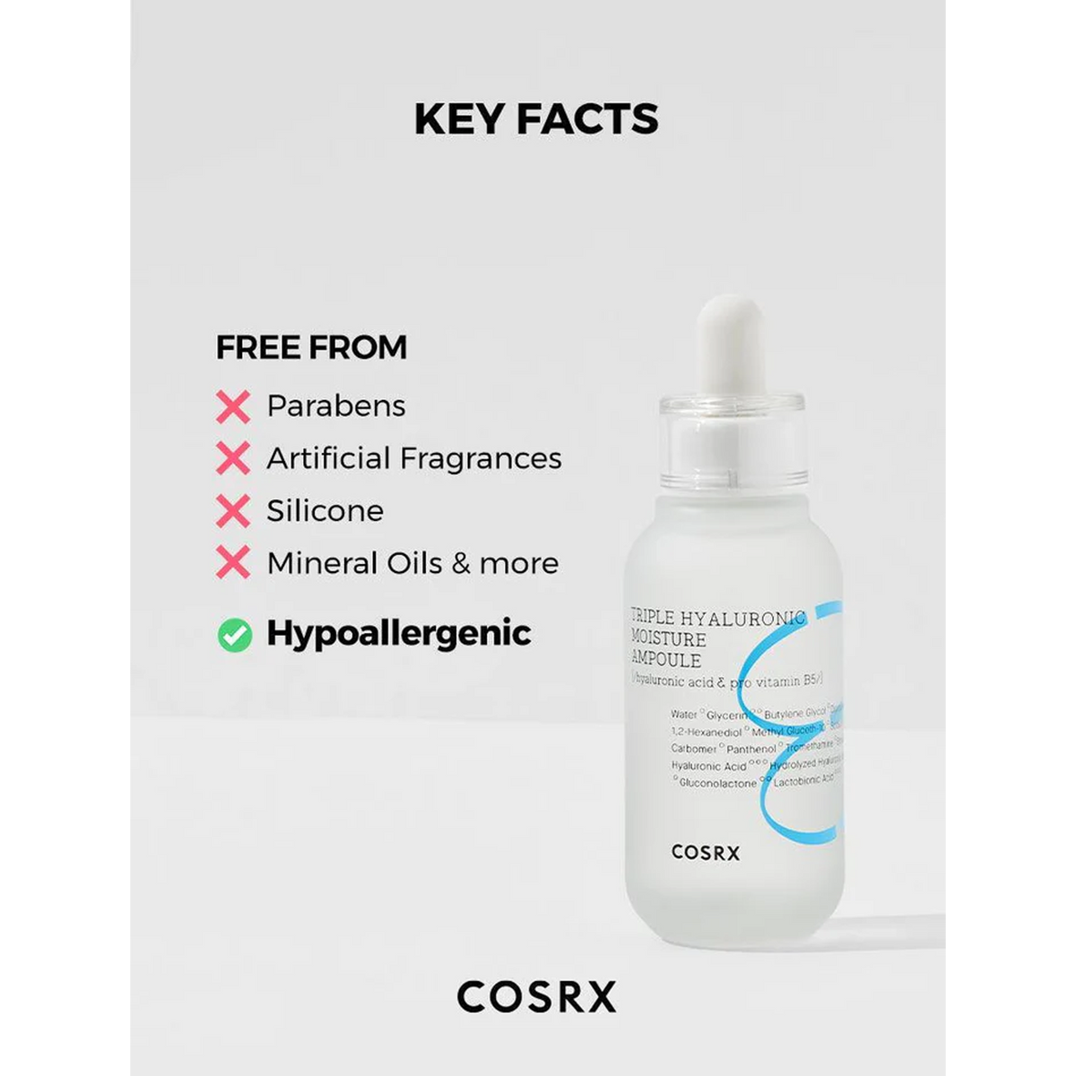 COSRX Hydrium Triple Hyaluronic Moisture Ampoule - Key Facts