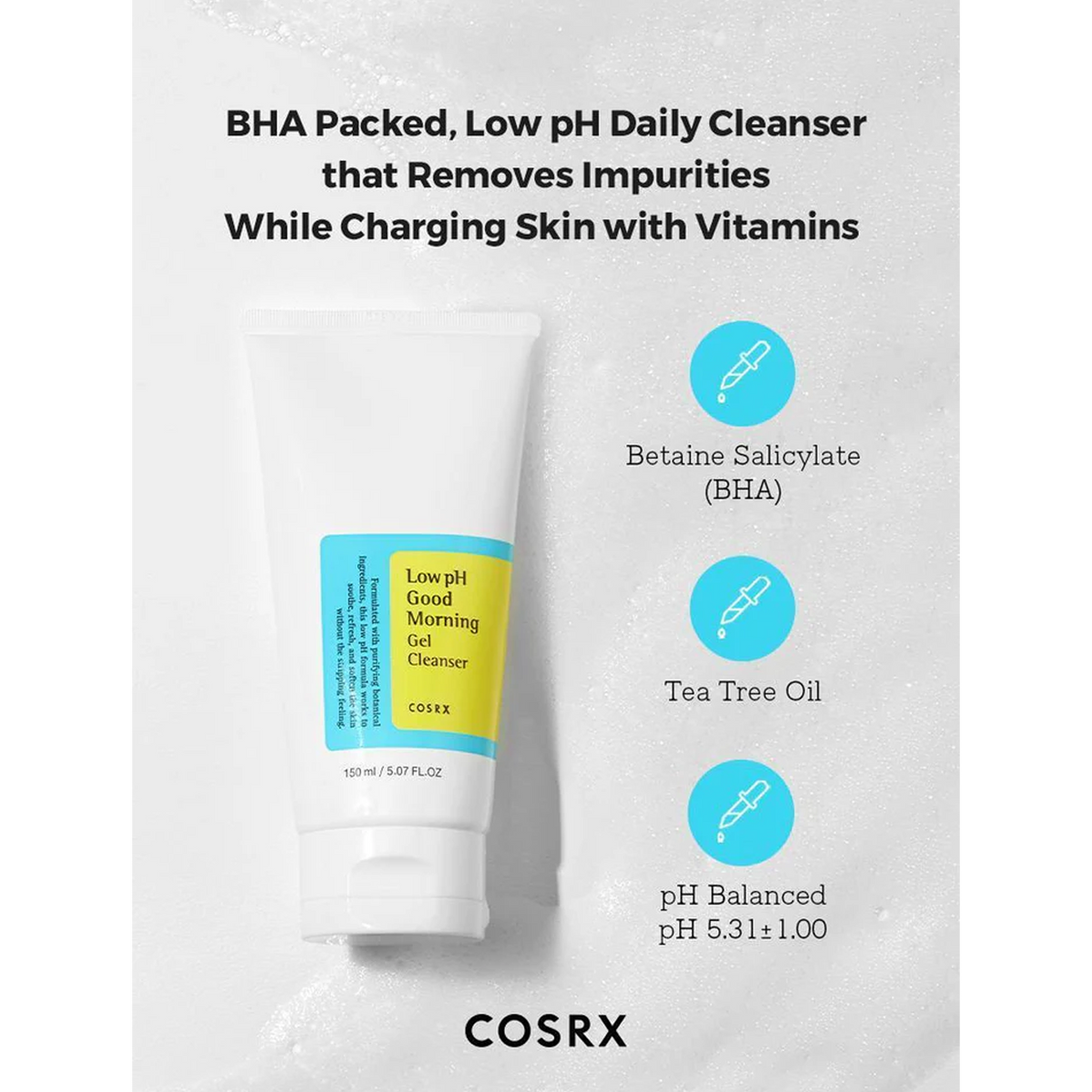 BHA Packed, Low pH Daily Cleanser that Removes Impurities While Charging Skin with Vitamins