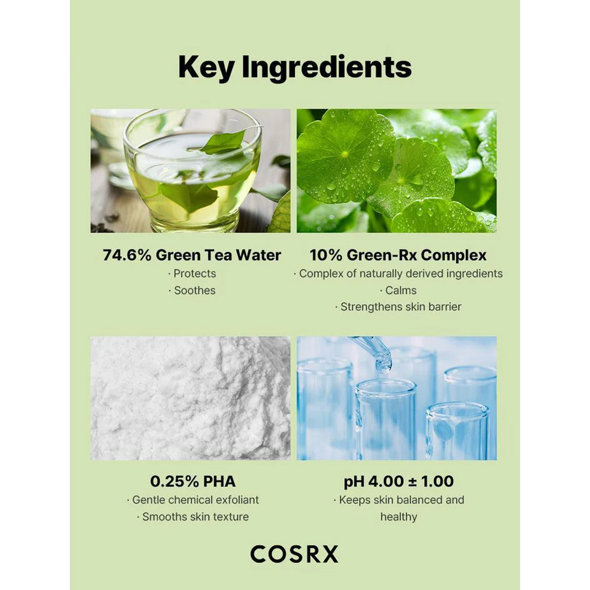 COSRX One Step Green Hero Exfoliating Pad - Key Ingredients