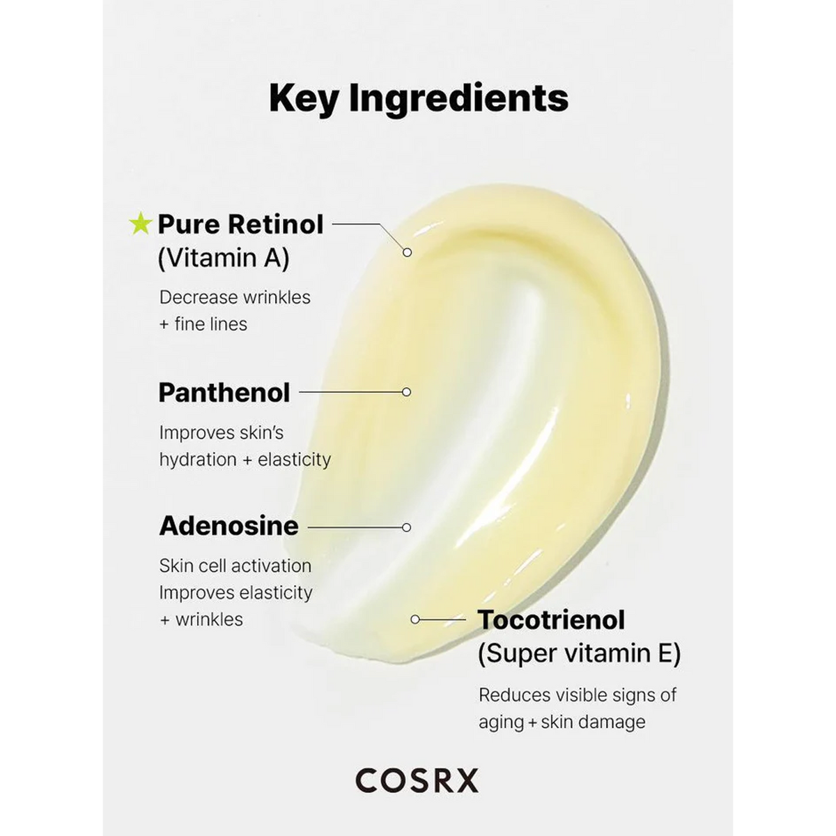 COSRX The Retinol 0.1 cream - Key Ingredients