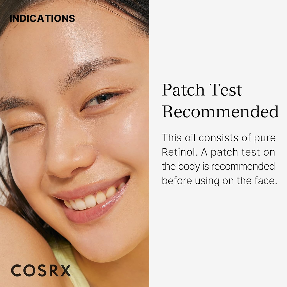 Patch Test Recommended
This oil consists of pure
Retinol. A patch test on
the body is recommended
before using on the face.