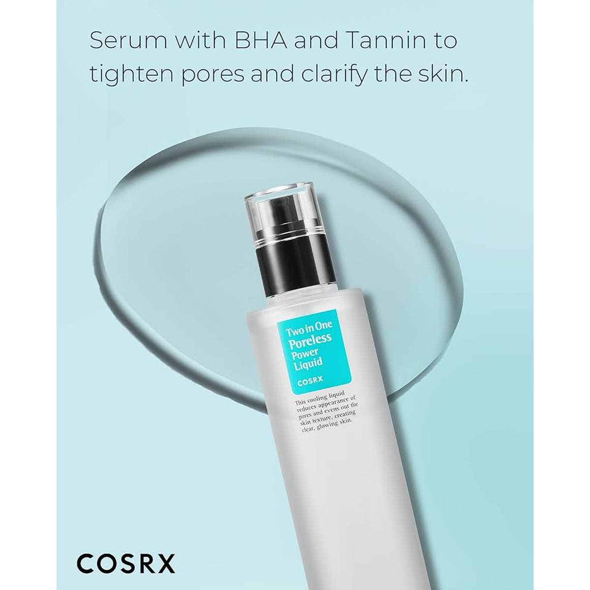 Serum with BHA and Tannin to tighten pores and clarify the skin.