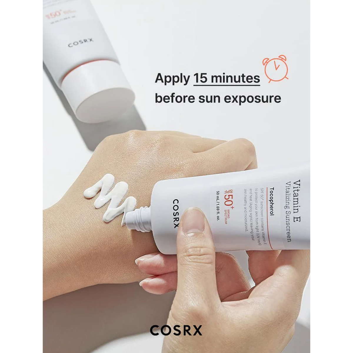 COSRX Vitamin e Vitalizing Sunscreen spf 50+ - Apply 15 minutes before sun exposure