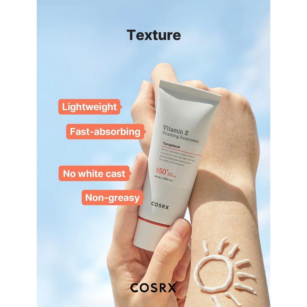COSRX Vitamin e Vitalizing Sunscreen spf 50+ - Texture