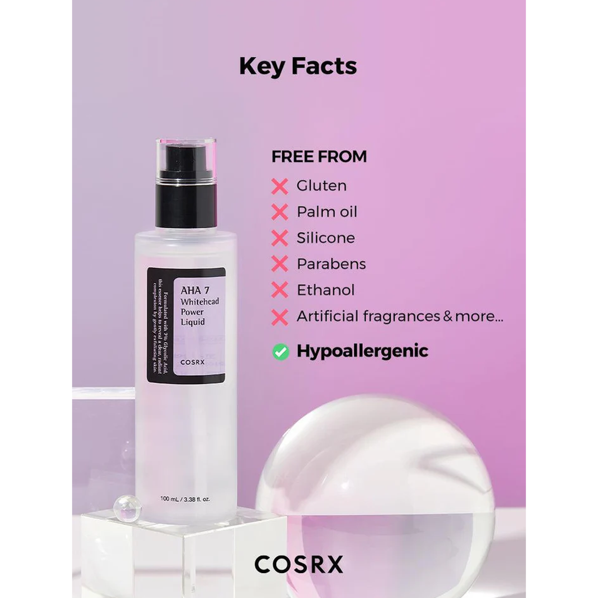 COSRX aha 7 Whitehead Power Liquid - Key Facts