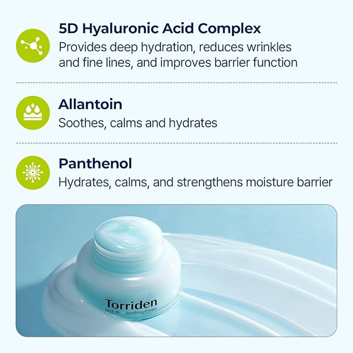 Torriden dive-in Low Molecular Hyaluronic Acid Soothing cream - 100ml