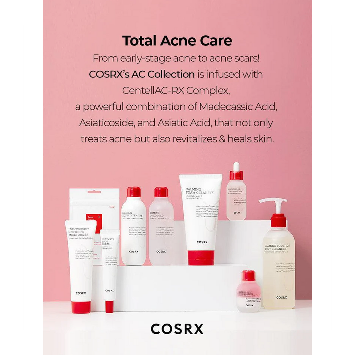 COSRX Total Acne Care Collection: Lightweight, oil-free moisturizer with Centella AC-Rx Complex for soothing acne-prone skin.