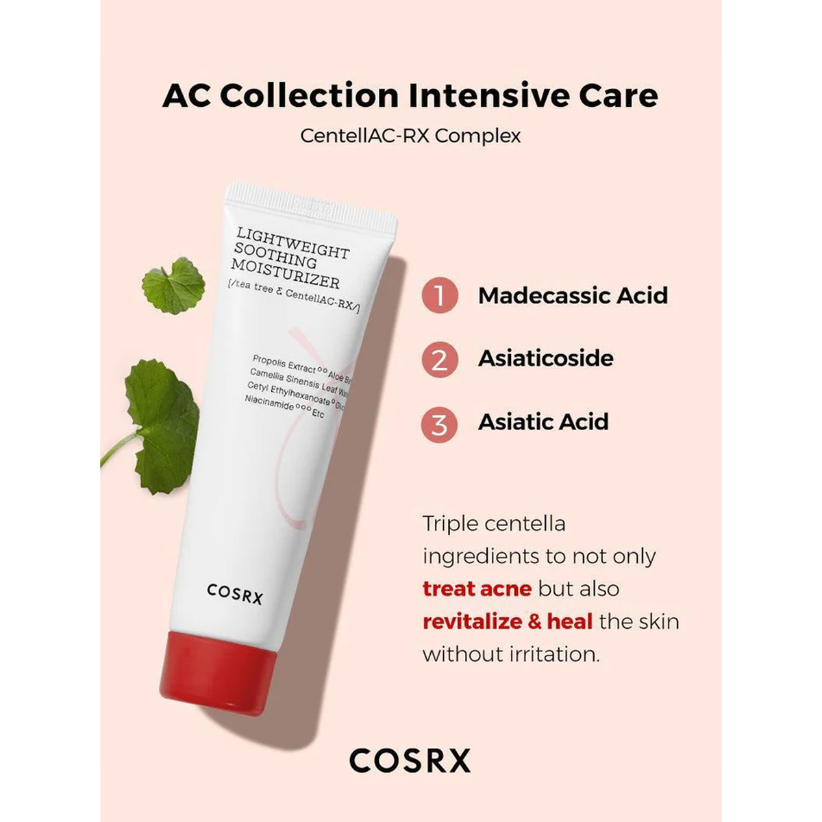 a moisturizer for acne-prone skin, offering a light, non-sticky feel while calming and revitalizing with CentellAC-Rx Complex.


